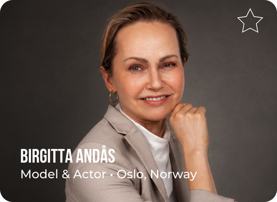 Birgitta Andås, model and actor from Oslo, Norway, Selfcast Exclusive Talent