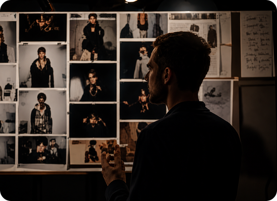 Casting professional reviewing a talent board for Selfcast industry partner recruitment